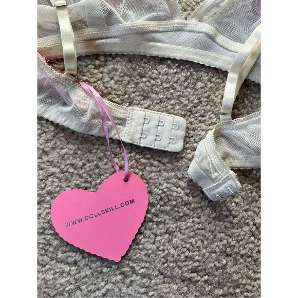 NWT Dolls Kill 3D Butterfly Bra size M Cream Colorful Mesh Sugar Thrillz - Picture 6 of 7
